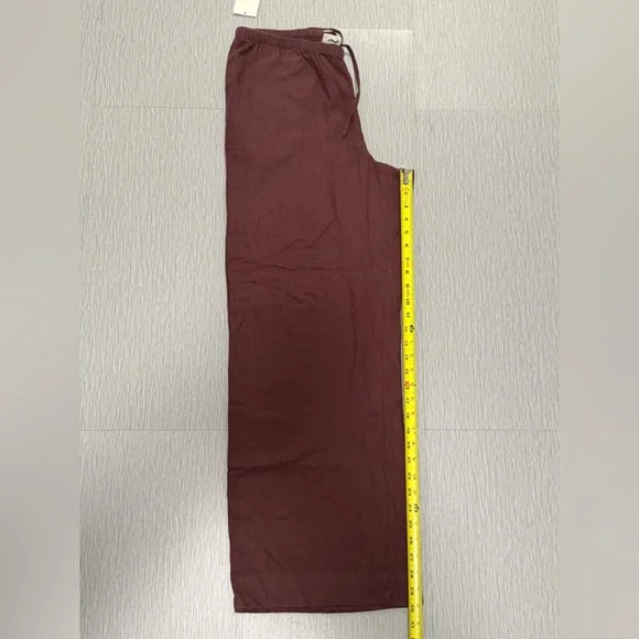 Women's Mid-Rise Wide Leg Linen Pull-On Pants - A New Day™ Brown M: Seam Pocket - Picture 7 of 14